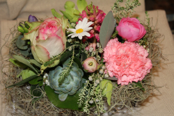 Gesteck rosa (abgeholt im Laden am 9. Januar 2015)