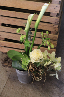Exotischer Blumenstrauss mit Calla Blüten (ausgeliefert in Mirchel am 19. April 2016)
