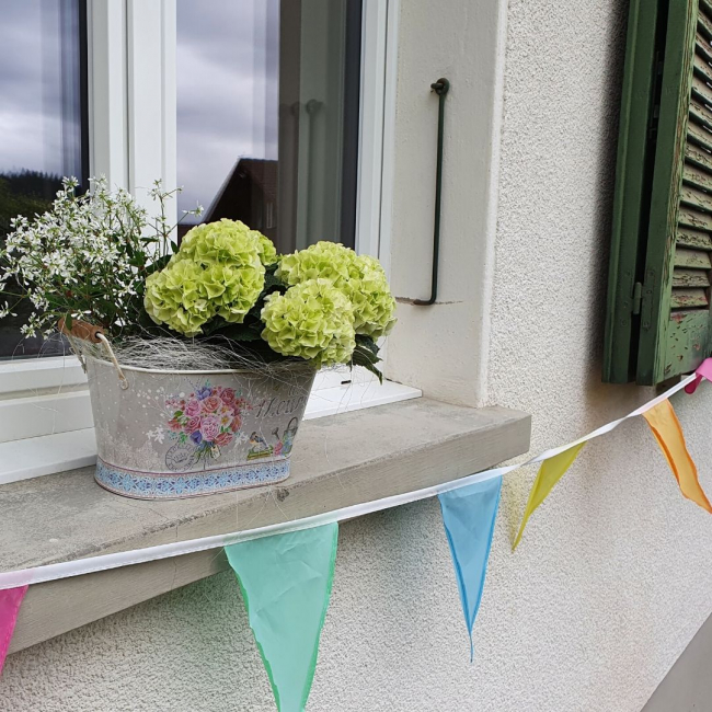 Fensterbank Deko in weiss DIY Anleitung - Blumen Flora-Line