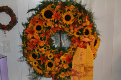 Trauerkranz gelb orange (ausgeliefert in Bowil am 3. Oktober 2013)
