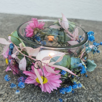 Windlicht herbstlich rosa klein